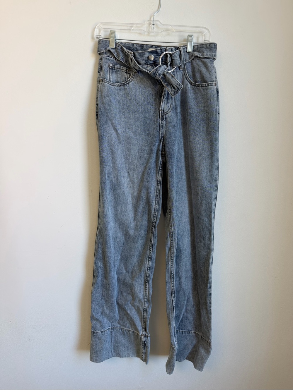 House of Harlow 1960 Light Blue Paperbag-Waist Wide Leg Jeans